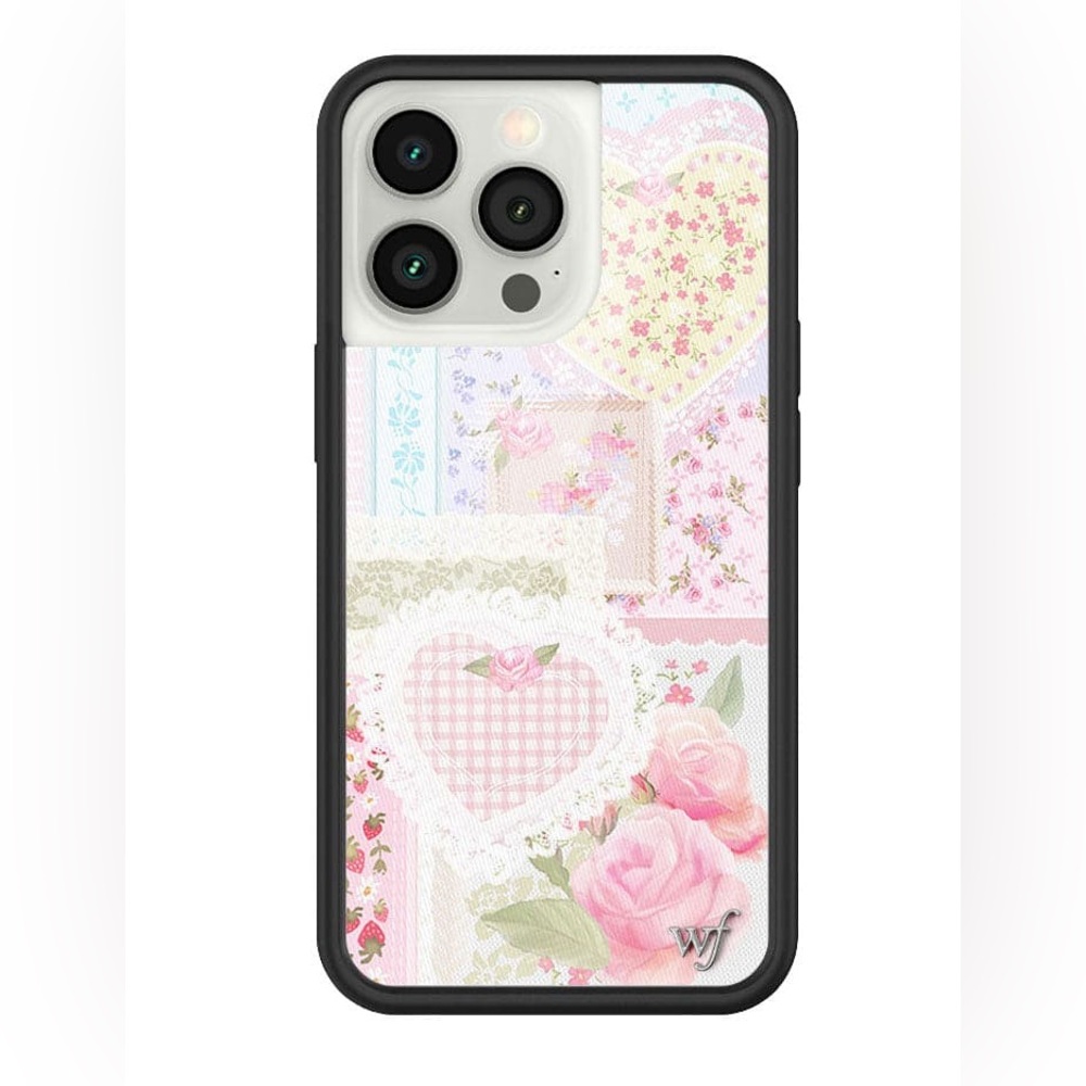 Wildflower Frilly Floral iPhone 13 Pro Pattern Phone Case - Black
